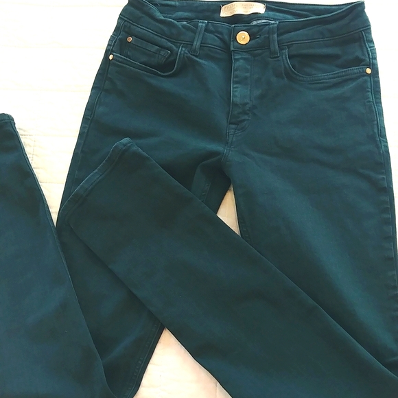 Zara Denim - Zara Z1975 denim dark green midrise skinny jeans size 5 EUR 38
